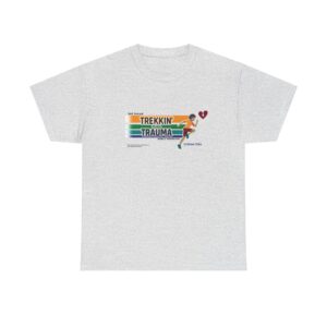 Ash heather gray t-shirt for Attachment and Trauma Network Trekking to Heal 5K October 2026