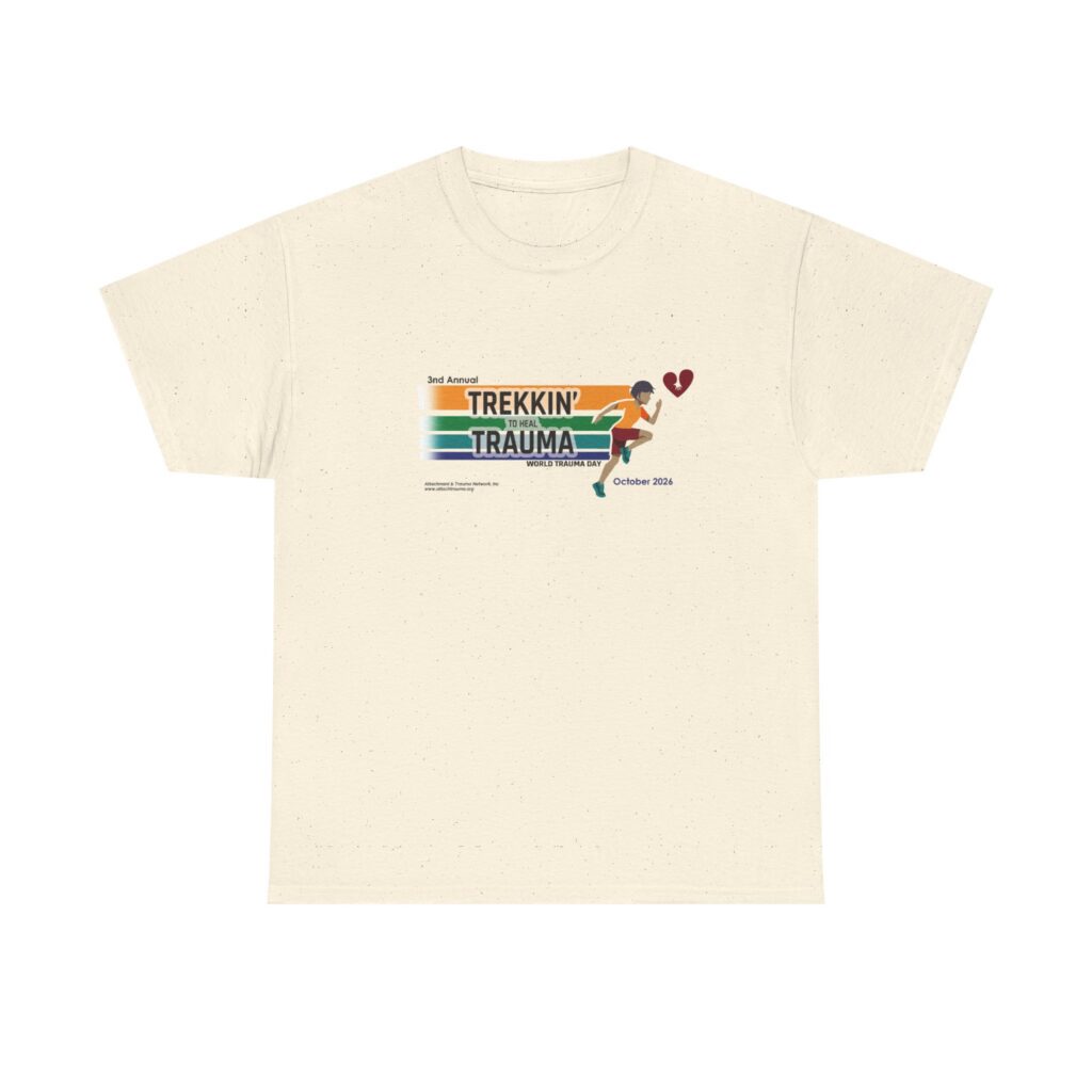 Natural off-white unbleached t-shirt for Attachment and Trauma Network Trekking to Heal 5K