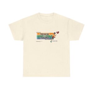 Natural off-white unbleached t-shirt for Attachment and Trauma Network Trekking to Heal 5K